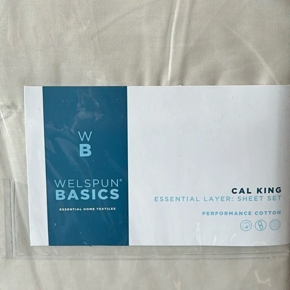 WB WESPUN BASIC BY WELSPUN 100% COTTON California King Sheet Set Linen